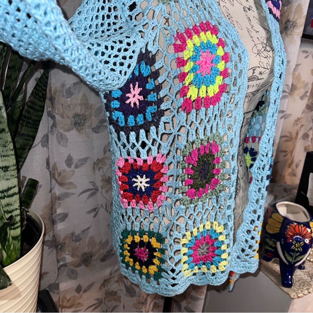 Bohemian Rainbow Crochet Cardigan - Picture 4 of 5